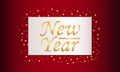 Canvas Print - happy new year lettering card in red background