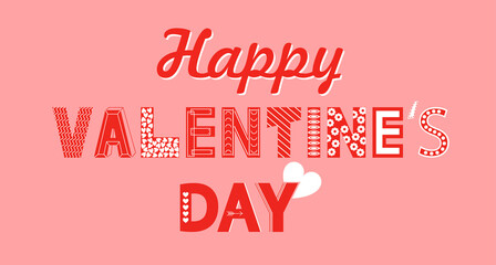 Happy Valentines day text. Vector illustration. Design template for flyer, advertising, website, printing, header for website. Happy Valentine's day banner. Cute typography text