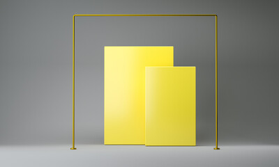 Poster - Color of the 2021 year. Abstract yellow and grey empty geometric 3d render