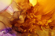 Abstract yellow and gold glitter color horizontal background. Marble texture. Alcohol ink colors.