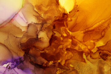 Wall Mural - abstract yellow and gold glitter color horizontal background. marble texture. alcohol ink colors.