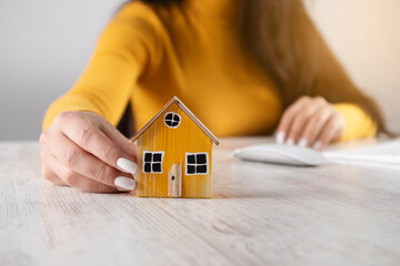 Real estate agent working at the table