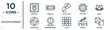 entertainment linear icon set. includes thin line skee ball, black jack, glory, spinning wheel, sawing, yahtzee, shoot duck icons for report, presentation, diagram, web design