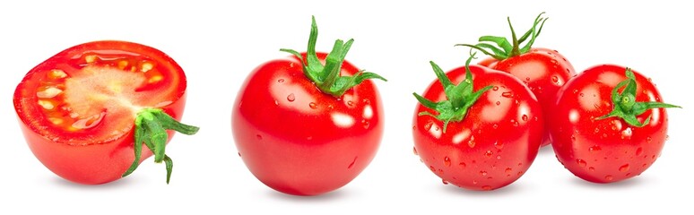 Wall Mural - collection of fresh tomato isolated on white background. clipping path.