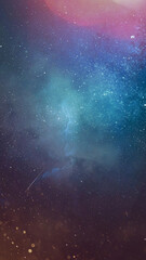 Poster - Night sky full of stars texture. Wallpaper of Milky way and galaxies. Nebula view. Vertical fantasy wallpaper
