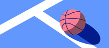 Basketball Ball Standing On White Line