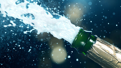 Wall Mural - Champagne splashes on black background