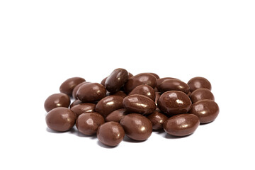 Wall Mural - chocolate pills in heap isolated on white background