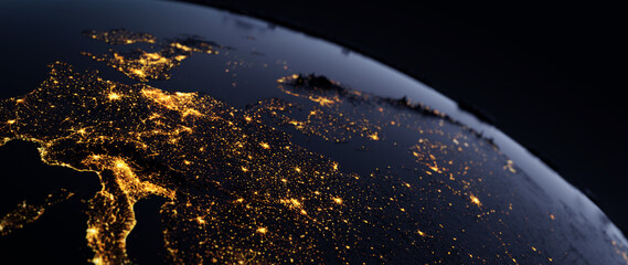 Poster - Lights of large European cities/3D rendering Lights of European cities. An abstract image generated using the lights of European cities. 3D rendering
