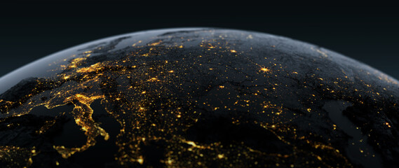 Poster - Lights of large European cities/3D rendering Lights of European cities. An abstract image generated using the lights of European cities. 3D rendering