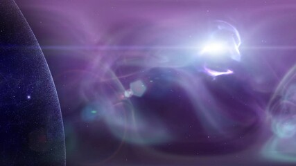 Wall Mural - Abstract cosmos with nebula and colored star light streaks animation background.