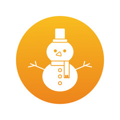 Sticker - happy merry christmas snowman block style icon