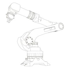 Poster - Drawn robot manipulator. Sketch.