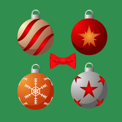 Poster - happy merry christmas set colors balls