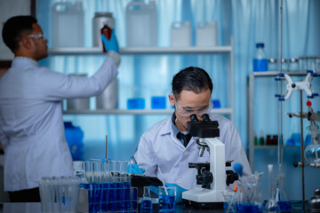 Wall Mural - health care researchers person working for analysis experiment test in medicine science technology r