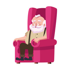 Canvas Print - cute santa claus seated in sofa character