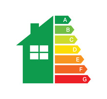 Energy Efficiency Label On White Background. Energy Saving Label. Energy Label A, B, C, D, E, F, G