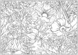 Floral Seamless pattern, background with In art nouveau style, vintage, old, retro style. Outline vector illustration. Coloring page for the adult coloring book. .