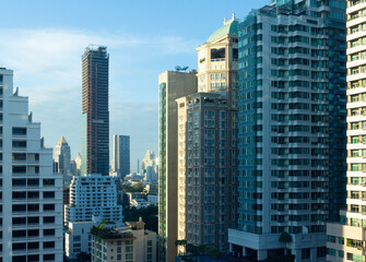 Building of Bangkok city morning for background. Bangkok, Thailand, Asia