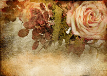Vintage Paper Texture With Roses Flowers And Space For Text