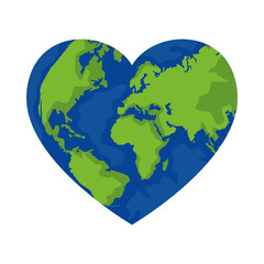 Poster - world planet earth with heart shape ecology icon