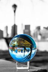 Wall Mural - New York City seen through glass ball from Long Island City