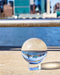 Wall Mural - New York City seen through glass ball from Long Island City