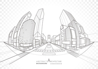 Wall Mural - Architecture building construction perspective design, abstract modern urban landscape background.