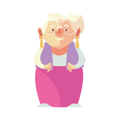 Sticker - elderly woman, grandmother with glasses female senior cartoon