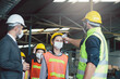 © Stella - Foreman hold digital thermometer, measure temperature for screen workers with face mask, prevent against infection of Covid-19 outbreak, industrial engineers in line at manufacturing industry factory