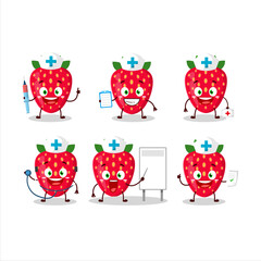 Canvas Print - Doctor profession emoticon with strawberry cartoon character