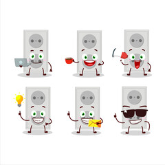 Sticker - Double electric adapter cartoon character with various types of business emoticons