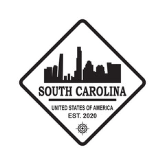 Wall Mural - south carolina skyline silhouette vector logo