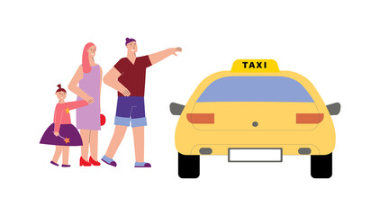 Canvas Print - Taxi Flat Illustration