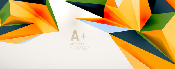 Vector triangle geometric backgrounds. Low poly 3d shape on light backdrop. Vector illustration for covers, banners, flyers and posters and other designs