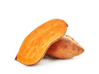 Fresh sweet potato on white background