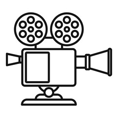 Poster - retro video camera icon. outline retro video camera vector icon for web design isolated on white bac