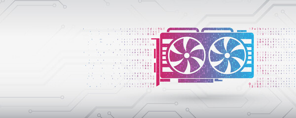 Leinwandbilder - Futuristic digital money. Web banner of digital currency. Cryptocurrency mining concept. Digital vector with video card and circuit board technology illustration.