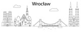 Fototapeta Londyn - Wroclaw skyline cityscape - line art vector illustration