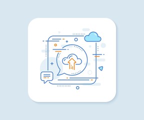 Poster - cloud computing upload line icon. abstract square vector button. internet data storage sign. file ho