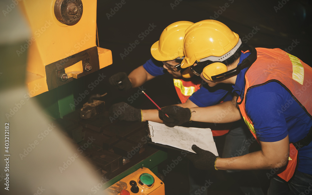 Someone Inspecting Monthly inspection of safety equipment : Engineering workers, engineers ...