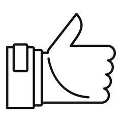 Poster - Pr thumb up icon. Outline pr thumb up vector icon for web design isolated on white background
