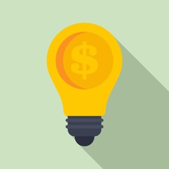 Poster - Dollar idea bulb icon. Flat illustration of dollar idea bulb vector icon for web design