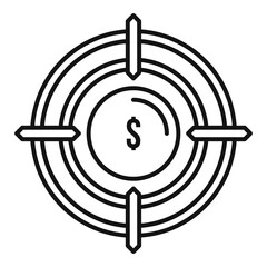 Poster - Product manager money target icon. Outline product manager money target vector icon for web design isolated on white background