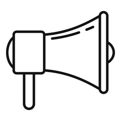 Poster - Product manager megaphone icon. Outline product manager megaphone vector icon for web design isolated on white background