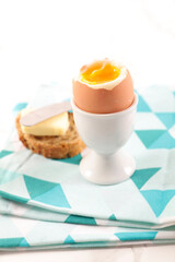 Poster - soft boiled egg and toast with butter