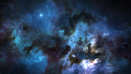 Galaxy Background, with Stars and colorful Nebula Clouds. Outer Space Astronomy image showing an Interstellar Celestial view of the Cosmos beyond The Milky Way.