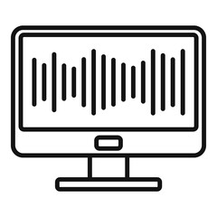 Poster - Monitor music equalizer icon. Outline monitor music equalizer vector icon for web design isolated on white background