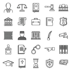 Sticker - Public prosecutor icons set. Outline set of public prosecutor vector icons for web design isolated on white background