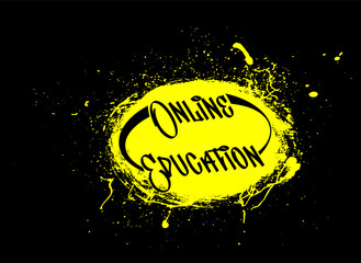 Fototapete - Digital Online Education Application Vector beautiful handmade yellow strokes- backgrounds painted by brush